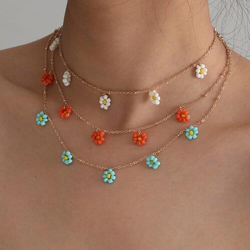 Korean Flower Choker Necklace For Women Boho Acrylic Clavicle Chain Short Necklaces Fashion Jewelry 2021 Trend