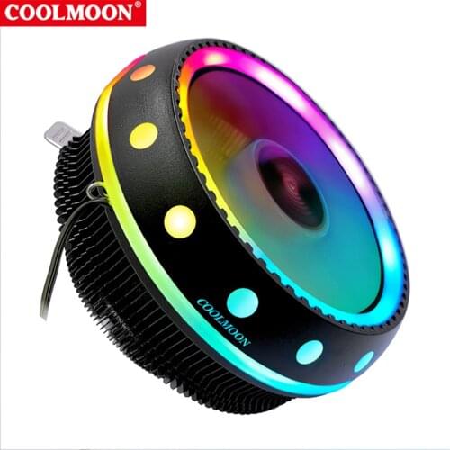 COOLMOON CPU Cooler 117mm Desktop Cooling Fan 3 Pin Mute RGB Light Computer Case Fan Heatsink Radiator LGA 775/1150/1151/1155/11