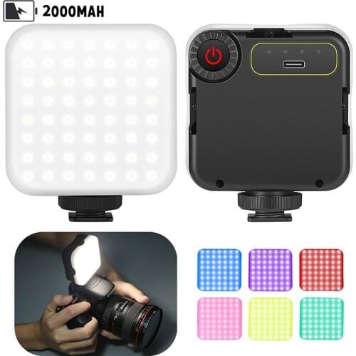 W49S Mini Video Light RGB Portable Lighting for Photography 2000mAh Led Video Camera Light Vlog Fill Light Live Tiktok Type-c