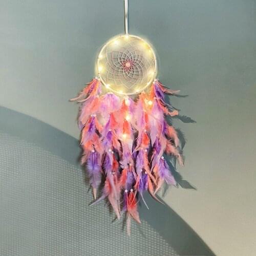 Home Wind Chime Ornaments Handmade Feather Dream Catcher Girl Bedroom Wall Hanging Decoration Outdoor Garden Decoration Kid Gift
