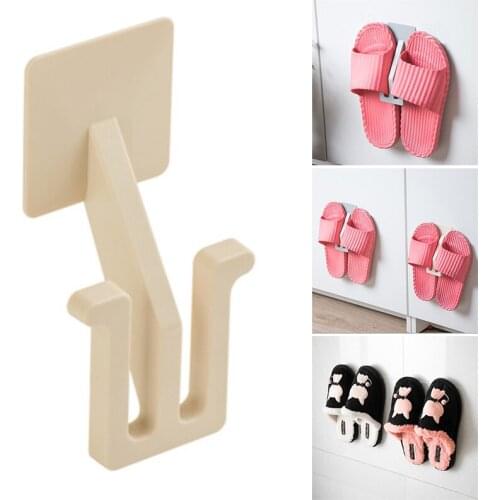 Wall-Mounted Paste Shoe Storage Rack Shoe Organizer Bathroom Shelf Slippers Rack Storage Hook RE