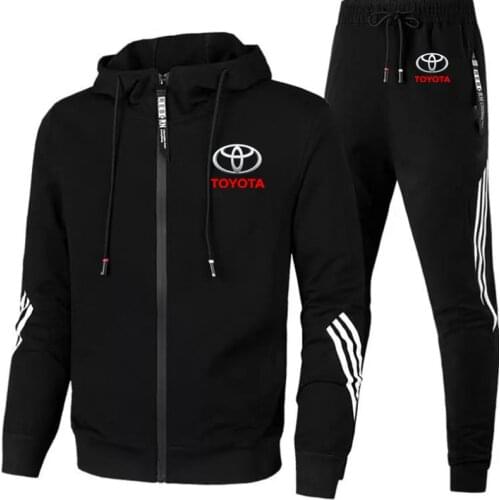 TOYOTA Logo 2021 New Mens Printing Breathable Sports Leisure Jogging Hoodie + Sports Pants Two Piece Suit In Spring And Summer
