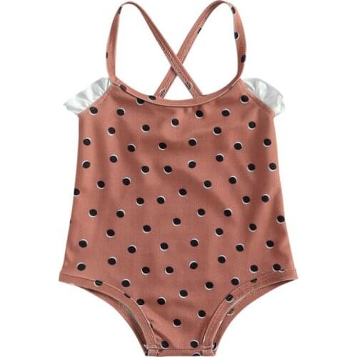 0-5Y Baby Girls Swimwear 2021 Summer Polka Dot Ruffle Kids One piece Swimsuits Toddler Beachwear Bathing Suits