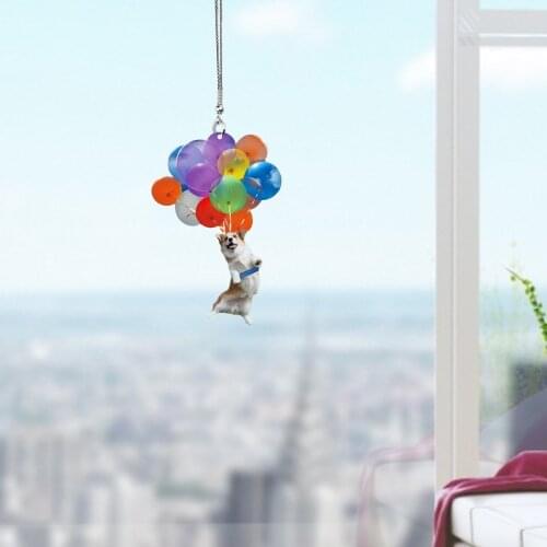 Cute Sheep Dog Car Hanging Ornament With Colorful Balloon Car Pendant Interior Decor Office Home Room Decor Ornament