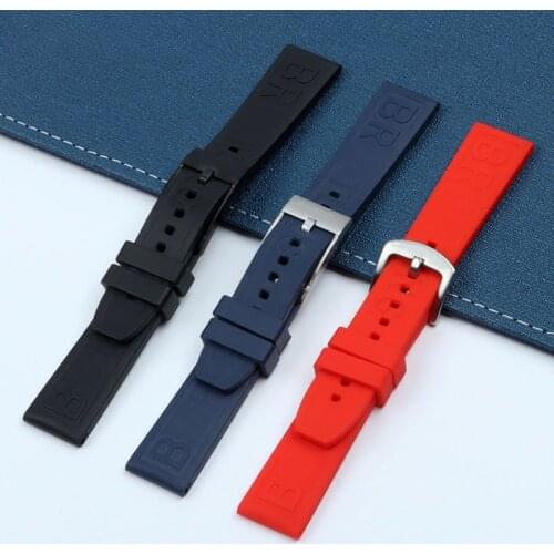 Top quality Nature Rubber silicone Watch band 20mm Black dark blue Watchband For navitimer/avenger/Breitling strap buckle tools