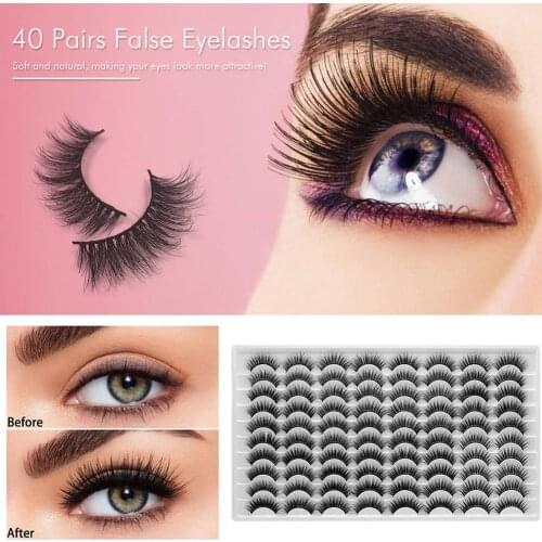 40 Pairs 3D Mink False Eyelashes Lashes Fluffy Dramatic Lashes Natural Synthetic Hair False Eyelashes Makeup Lashes Faux Cils