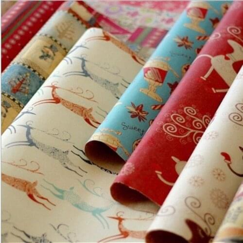 Retro Multicolor Wrapping Paper Print Tissue Paper Bookmark Gift Wrapping Papers Christmas Series Holiday Gift Wrapping Paper