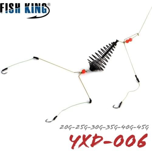 FISH KING Fishing Hook Artificial Lure Bait Cage Set Fishing Feeder Baitholder Anzol Peche Catfish Jigs Carp Fishing Tackle