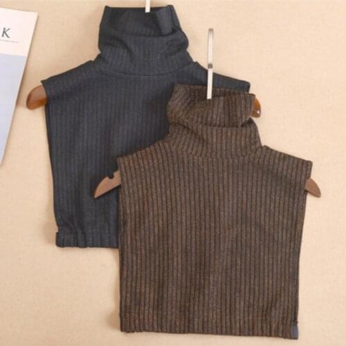 New Arrival Solid White Shirt New lace wood ear false decoration collar High Quality Knitted striped high collar wild warm scarf