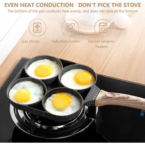 2/4 Hole Frying Pot Pan Thickened Omelet Pan Non-Stick Egg Pancake Steak Pan Cooking Egg Ham Pans Breakfast Maker Cookware