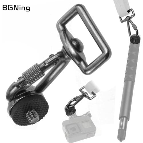 SLR Camera Accessories Stainless Steel Security Lock with 1/4 Screw Quick Release Buckle for Shoulder Strap Mount Carabiner Hook