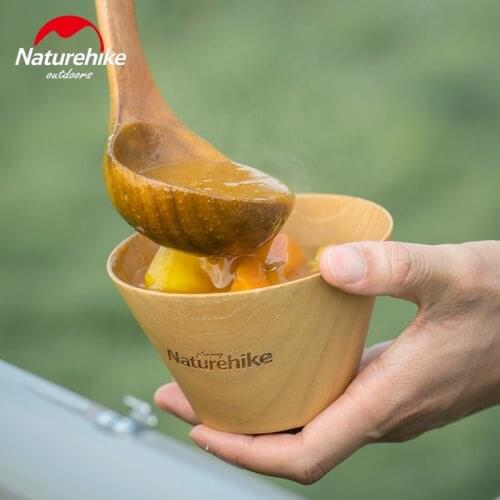 Naturehike Ultralight 60g Bowl Fruit Salad Natural Solid Wood Camping Cooking Tableware Outdoor Picnic Parts Kitchen Wooden Bowl