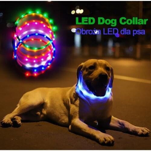Pet Collar LED USB Rechargeable Adjustable Resizable Silicone Luminous Dog Collar For Pet Dog Cat Night Exercise Pet Accessories