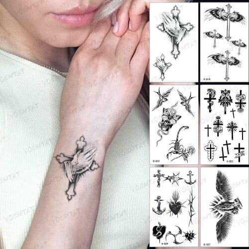 Waterproof Temporary Tattoo Sticker Prayer Cross Realistic Body Art Snake Bird Arm Tatto Fake Tatoo 2021 Man Woman Child Tattoos