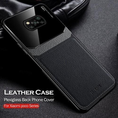 Leather Plexiglass Protective Case For Xiaomi Poco X3 Pro F3 M3 Poko Poxo Pocophone Pocco F M X 3 NFC Silicone Shockproof Coque