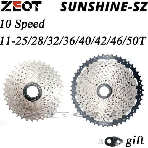 SUNSHINE MTB Sprocket 10 Speed Velocidade 28T/32T/36T/40T/42T/46T/50T Bicycle Cassette 10V Freewheel Road Bike For SHIMANO