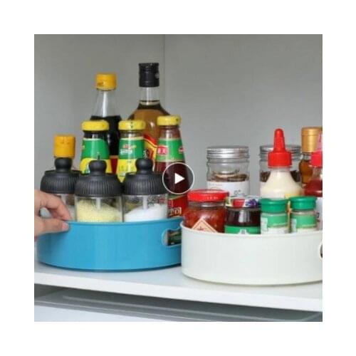 1PC 360 Degree Rotating Kitchen Storage Tray Kitchen Storage Container Spice Jar Food Snack Tray Non Slip Snack Storage Plate