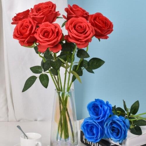 1PC 50cm Red Rose Silk Artificial Flowers Bouquet Fake Flower for Bridal Bouquet Home Wedding Decoration Valentines Day Gift