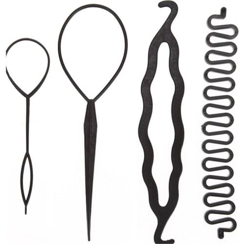 4pcs Magic Hair Braiding Twist Curler Styling Set Needle Ponytail DIY Tool Kit Braiding Donut Bun Maker Hairdressing Accessories