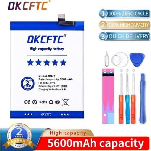 Original Phone Battery BN47 for Xiaomi Redmi 6 Pro / Mi A2 Lite 5600mAh High Quality Replacement Battery Free Tools