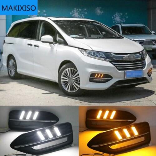 Car LED DRL Daytime Running Light For Honda Odyssey 2018 White Daytime light Yellow Turn Signal Light Blue Lamp