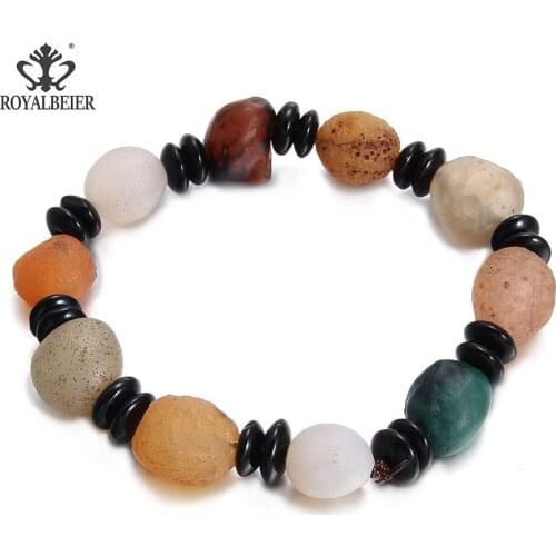 RoyalBeier Newest Mixed Colors Natural Stone Gentlemen Bracelet a Variety of Colors With Beads Natural Shape Bracelet