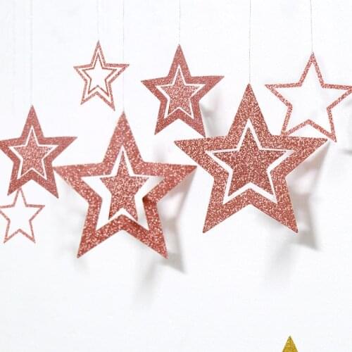 7pcs/lot Twinkle Star Paper Pendant Garland Ornaments Christmas Decorations for Home New Year 2021 natal Noel Decor Navidad 2020