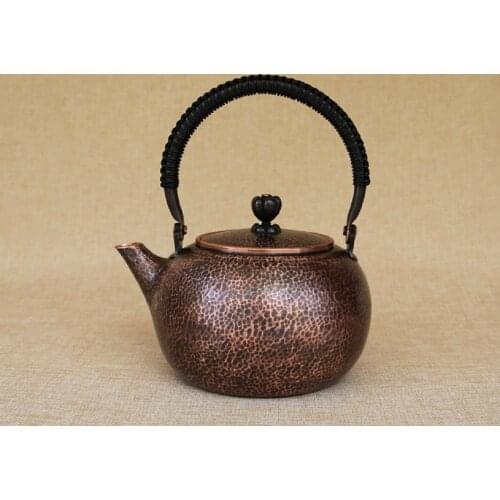 Handmade Pure Copper One Full Piece Water Kettle High Grade Thick Gift Retro