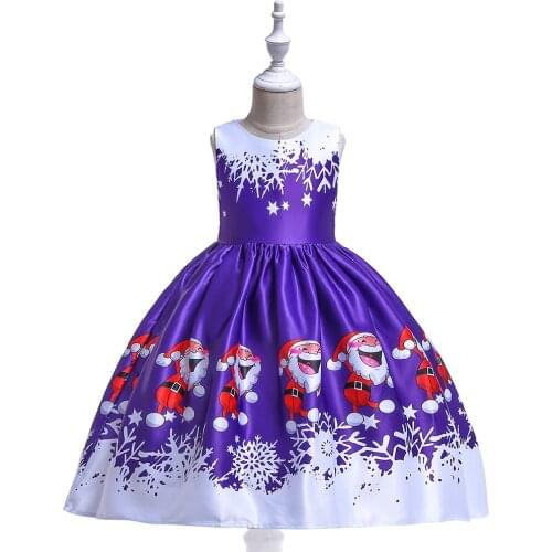 Childrens Christmas Dress Girls' Printed One-Piece Princess Costume Cosplay Dress Up