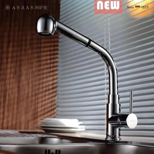 ASRAS 6043 European Pull-Out kitchen faucet. Hot and cold all-copper pumping New styles are on the market, high-end elegance