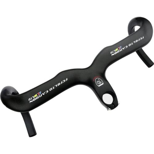 FCFB Carbon Handlebar Road bike Bicycle Handlebar Integrated Handlebar with Stem 3K Ultralight Drop Handlebars matte
