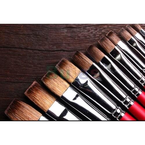 HWAHONG Artist Water Color Paint Brush Flat Flat Brush 771 Series,Natural Horsehair ,Sizes No. 1,2,4,6,8,10,12,14,16,18,20