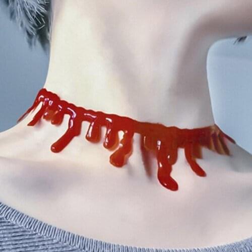 Red Blood Drip Necklace Halloween Bloody Choker Necklace Choker Fun Party Jewerly Costumes Joke Scary N8K8