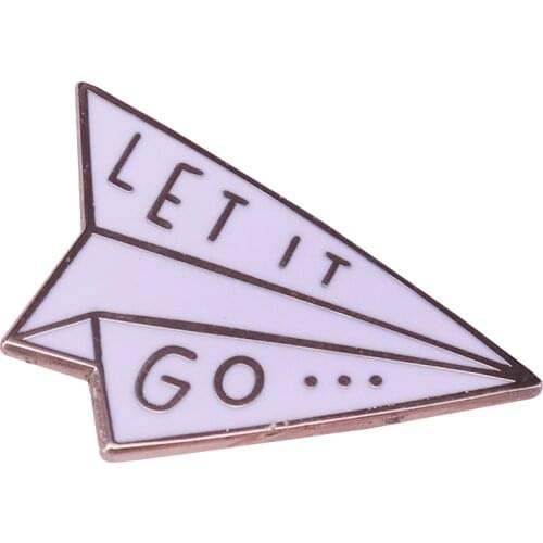 Let it go enamel pin paper airplane brooch simple reminder art collection