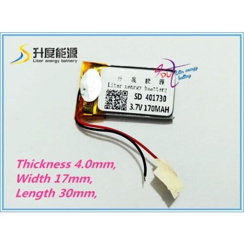 Liter energy battery 3.7V lithium battery camera pen battery 401730 041730 MP4 MP5 170MAH toy Bluetooth