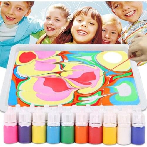 6ml Water Marbling Paint Set Kids 6 Colors Water-based Art Paint Set Diy Painting On Water Creative Art Acrylic Paint On Water