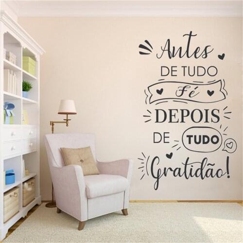 Decals Antes de Tudo Fé Portuguese Quotes Vinyl Wall Stickers Wallpaper For Livingroom Bedroom Decoration Mural RU2254