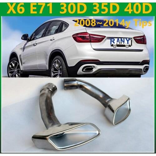 Chrome Pure 304 Stainless Steel x6 Exhaust Muffler Tip For BMW X6 E71 30D 35D 40D 2008~2014y