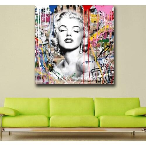 Large size Wall Art Pictures For Living Room Home Decor Abstract Graffiti Art Marilyn Monroe Canvas Oil Painting Printed Unframe