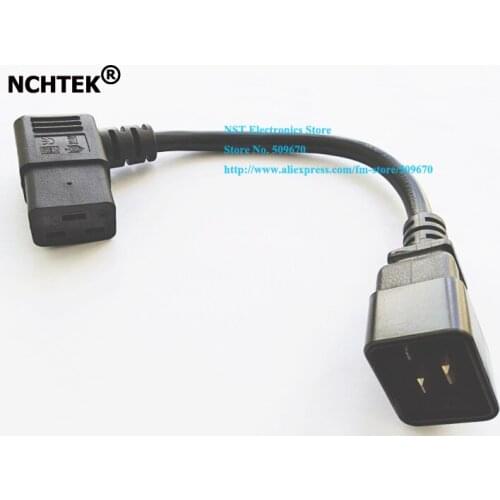 NCHTEK 16A Left Angled C19 Female to C20 Male Power Extension Adapter Cable For PDU UPS/Free Shipping/3PCS