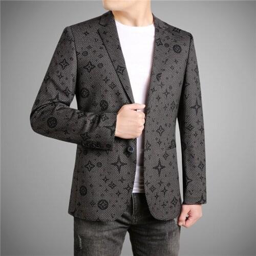2021 New Men Business Leisure Blazer Personality Wild Mens Suit Jacket High Quality Fashion Slim Fit Print Male Blazer Coat