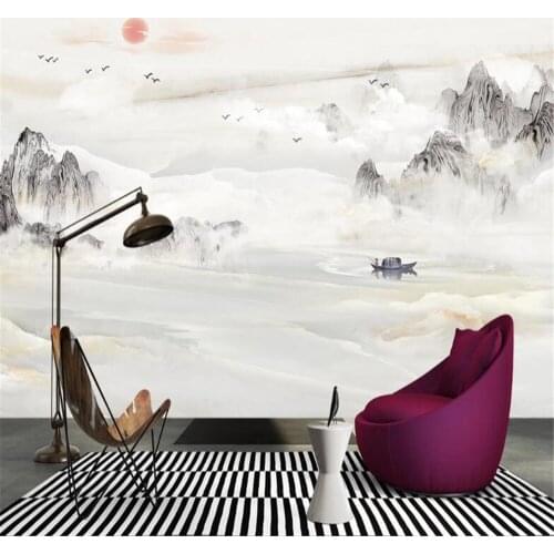 Milofi new Chinese style landscape stone pattern landscape indifferent Mingzhi mural wallpaper TV background wall