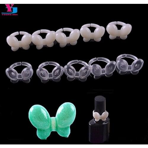 5bagx50 pcs Women Ladies False Nail Art Tips Board Sticks Polish Display Butterfly Practice Tool Nature/Transparent Makeup Tools