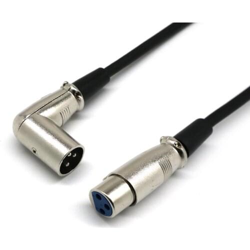 1ft XLR Straight Plug to Right Angle 90 Degree Female Cable Mic