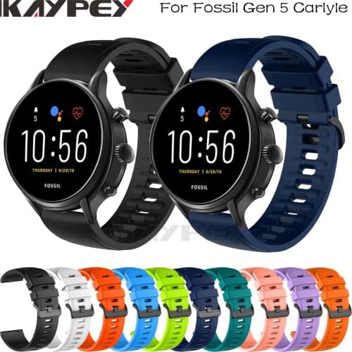 22MM Soft Silicone Strap For Fossil Gen 5 Carlyle HR Julianna HR Band for Fossil Sport 43mm / Q Explorist HR Gen 4 Belt Bands