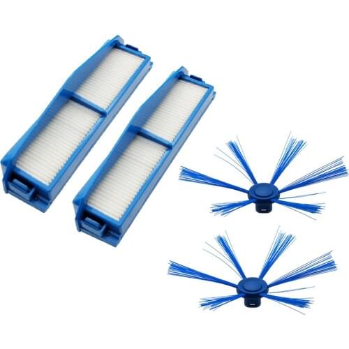 2pcs HEPA Filter + 2pcs Side Brush Kit For Philips FC8794 FC8796 FC8007 FC8792 Vacuum Cleaner Replacement Spare Parts