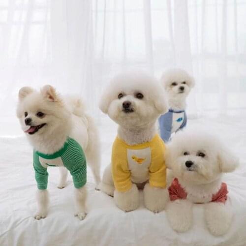 Spring Cute Pet Dog Clothes Cartoons Dinosaur Embroidery Dog T-shirt For Puppy Outdoor Dog Clothing Shirt Costume Yorkshire