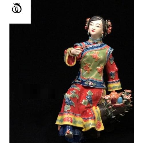 WU CHEN LONG Chinese Style Classical Ancient Beautiful Women Statue Lady Art Sculpture Ceramic Craft Home Decorations Gift R7099