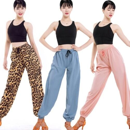 WomenS New Latin Dance Pants Elastic Waist Leopard Print Latin Dance Pants Training Pants Chacha Samba Lain Dance Wear DN7067