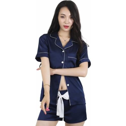 Two Pieces womens Pajamas Sets Free Shipping 2016 Short Pants + Tops Pijamas Sets With Button Plus Size Summer Sleepwear Hot